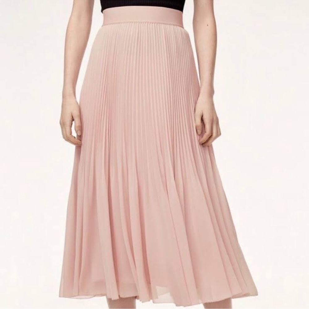 Wilfred Pleated Midi Skirt in Blush Pink